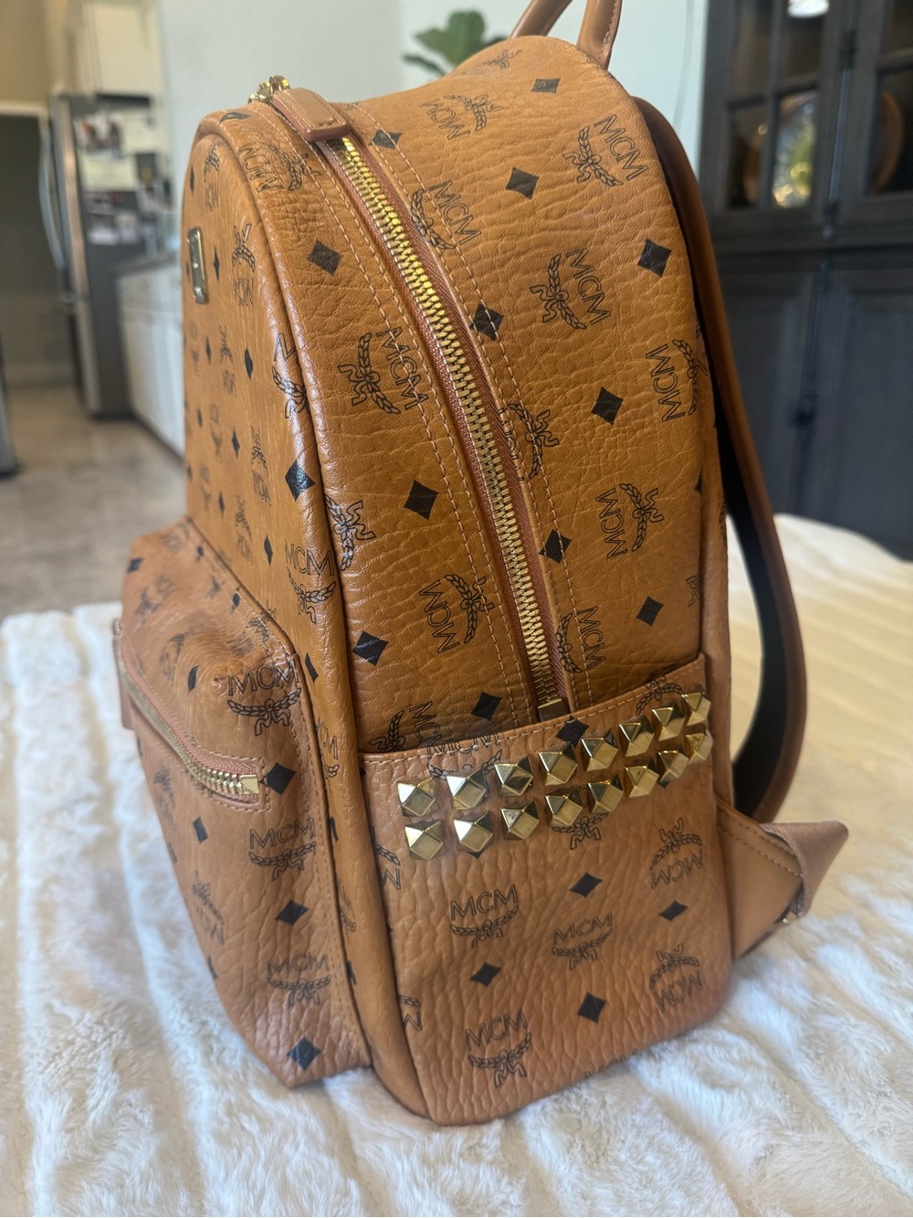 MCM Cognac Monogram Visetos Backpack - Picture 3 of 9